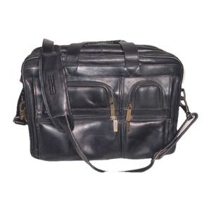 Claire Chase Executive Computer Briefcase Leather Black‎ 16x13x7.5 Professional